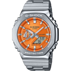 Casio G-Shock GM-2110D-4AER Ανδρικό Αναλογικό-Ψηφιακό Ρολόι Ανοξείδωτου Ατσαλιού με Πορτοκαλί Καντράν, Αντοχή στο Νερό 200m και Χρονόμετρο